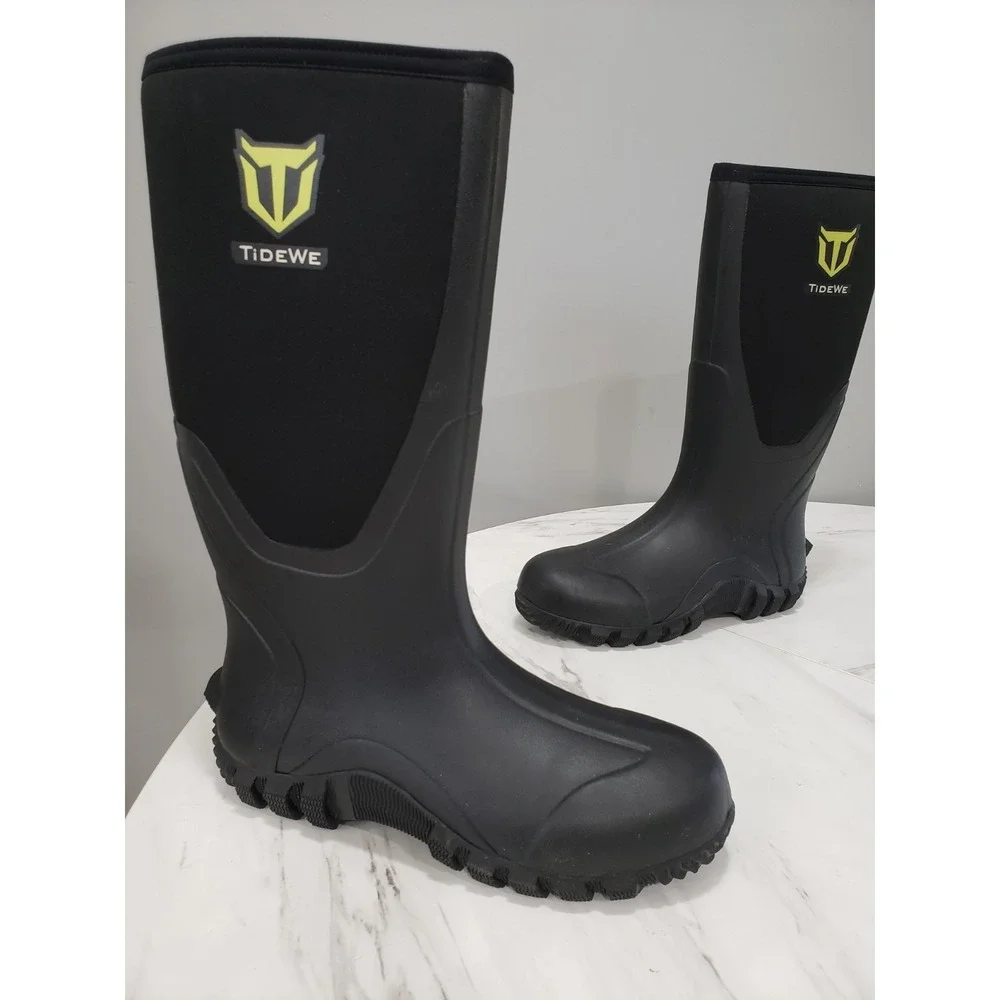 TIDEWE Rubber Boots for Men Rain Boots with Steel Shank Neoprene Size 8
